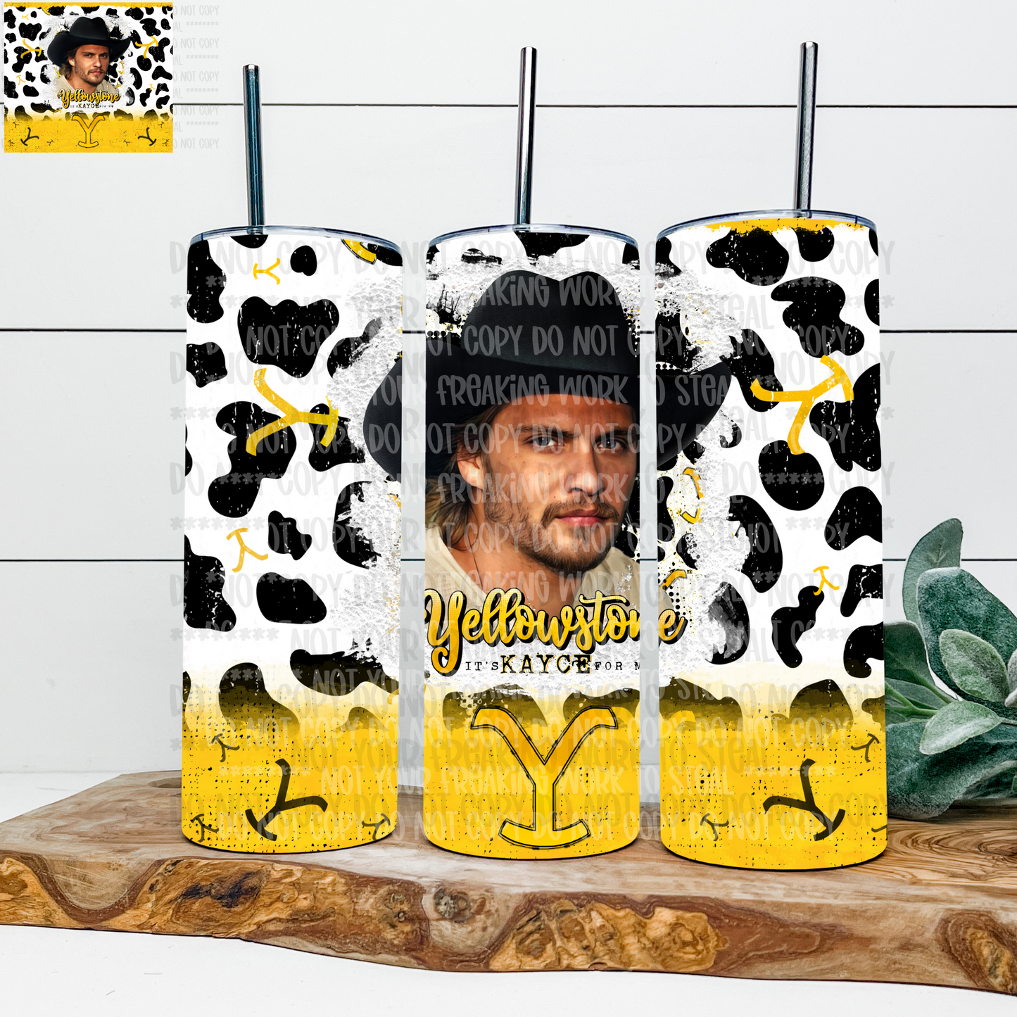 YS Character Cow Print 20 oz Skinny Tumbler - 4 Design Options Limited Availability