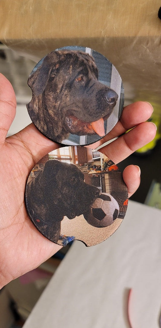 Custom Photo Placed on Neoprene Car Coaster Set of 2