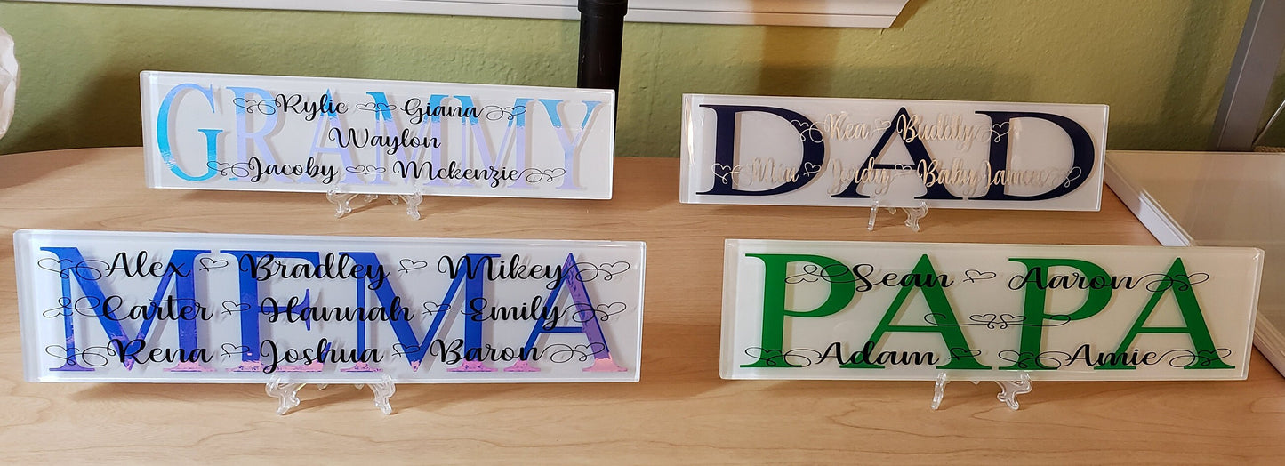 Personalized Glass Tiles for Mom Dad Grandparent Friend Teacher Pet Parent
