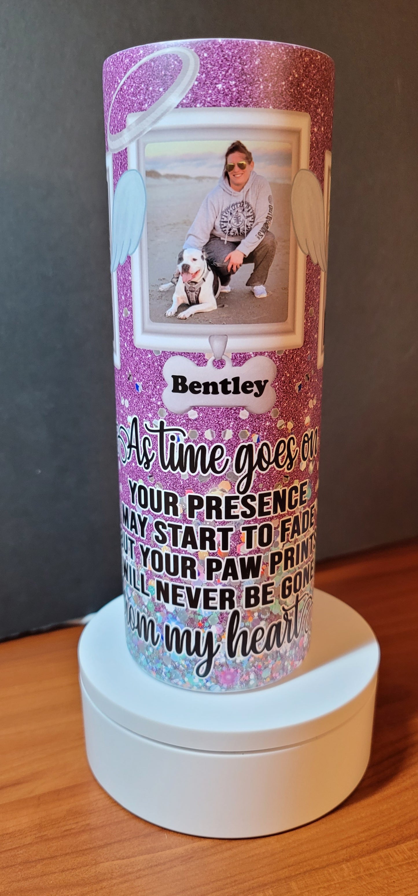 Pet Memorial 20 oz Skinny Tumbler - Custom Name & Photos