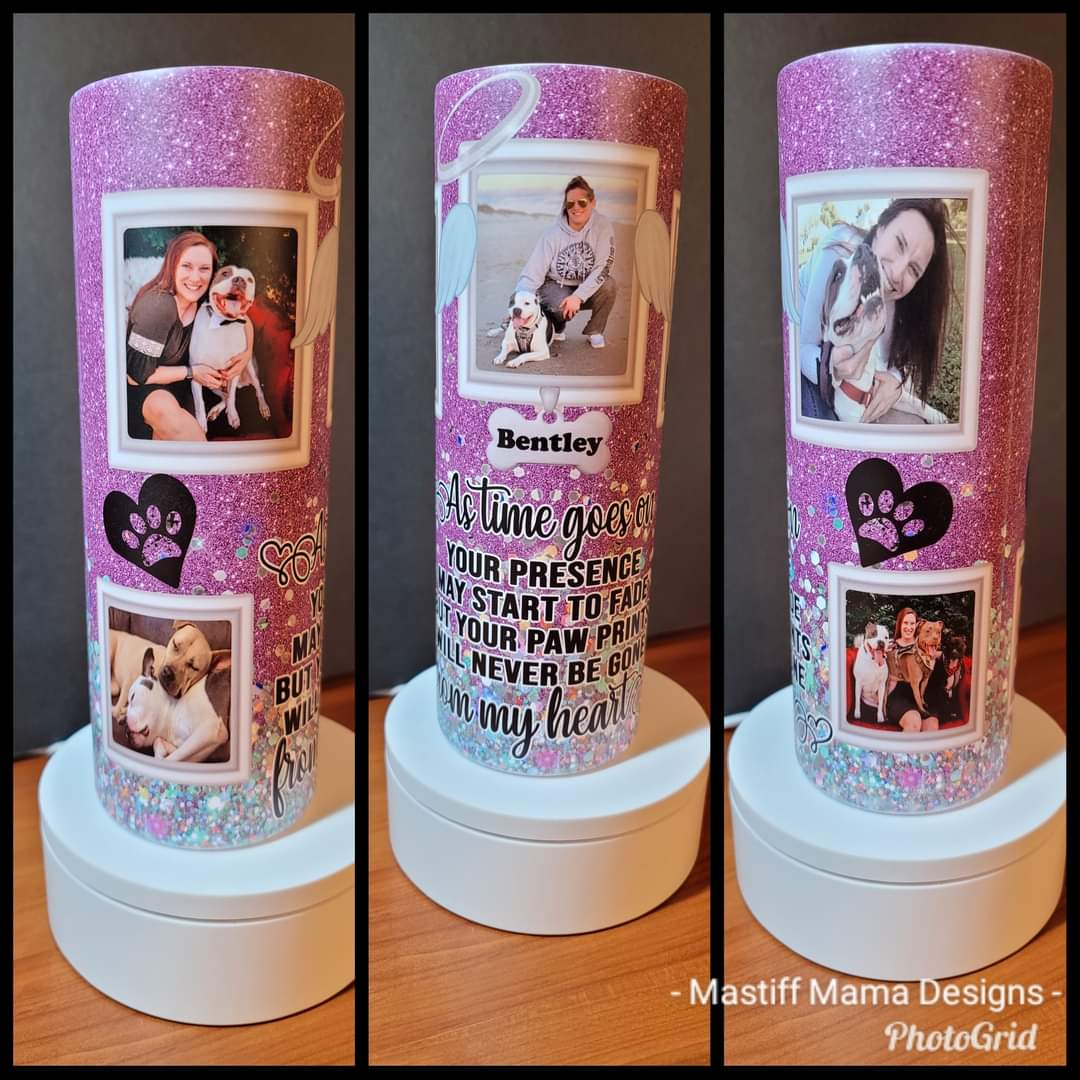 Pet Memorial 20 oz Skinny Tumbler - Custom Name & Photos