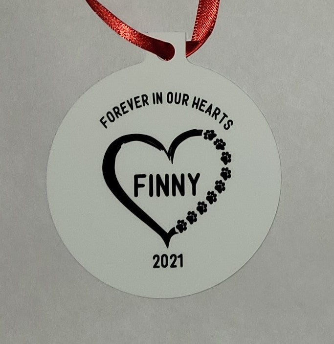 Custom Pet Memorial Photo White Aluminum  Christmas Ornament - 2 Sizes Available